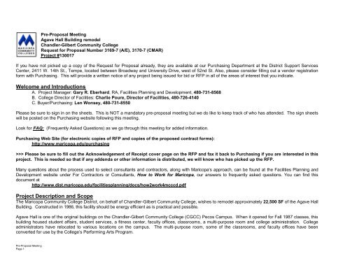 Pre-Proposal Meeting - Maricopa Community Colleges
