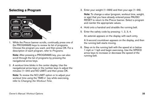 M9.57 Treadmill Owner's Manual - 09/2006 - Precor