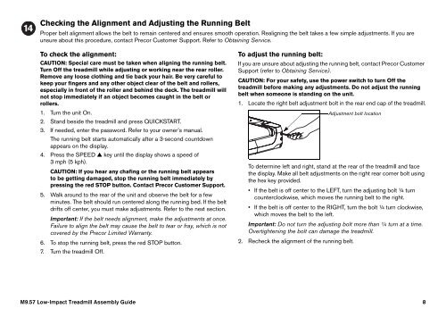 M9.57 Treadmill Owner's Manual - 09/2006 - Precor