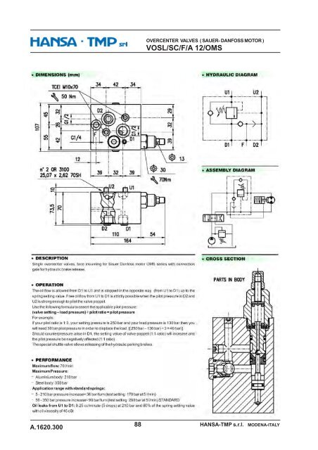 OVERCENTER VALVES INDEX 71 - HANSA-TMP