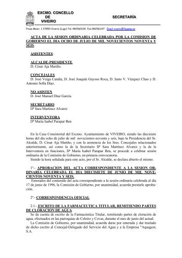 acta de la sesion ordinaria celebrada por la comision de gobierno el ...