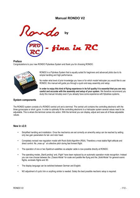 Manual RONDO V2 by - PRO-RC