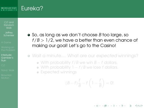 Central Limit Theorem, Random Walk, Brownian Motion