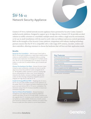 SV-16 Powered by Security Center Specifications - Genetec