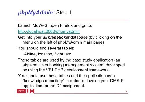 D4: Tutorial on MoWeS and phpMyAdmin - Homepages.stca.herts ...