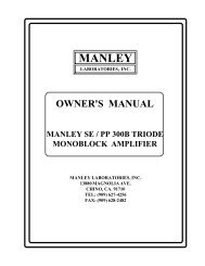 Manley SE/PP-300B SEPP300B monos - AllegroSound