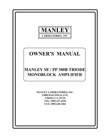 Manley SE/PP-300B SEPP300B monos - AllegroSound