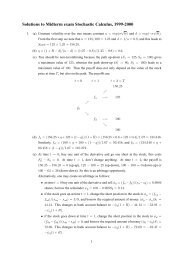 Solutions to Midterm exam Stochastic Calculus, 1999-2000