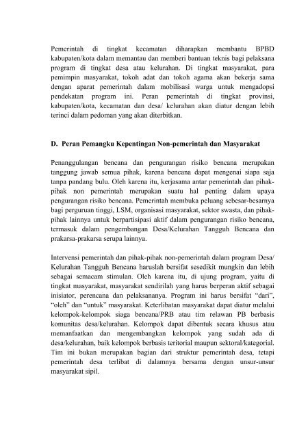 Peraturan Kepala BNPB No.01 Tahun 2012