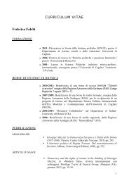 CURRICULUM VITAE Federica Falchi - Scienze Politiche