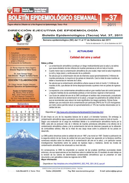 Calidad del aire y salud - Direccion Regional de Salud Tacna