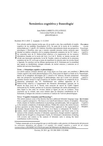 SemÃ¡ntica cognitiva y fraseologÃ­a1 - Paremia.org