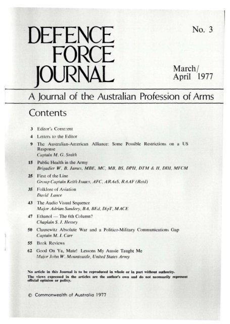 ISSUE 3 : Mar/Apr - 1977 - Australian Defence Force Journal