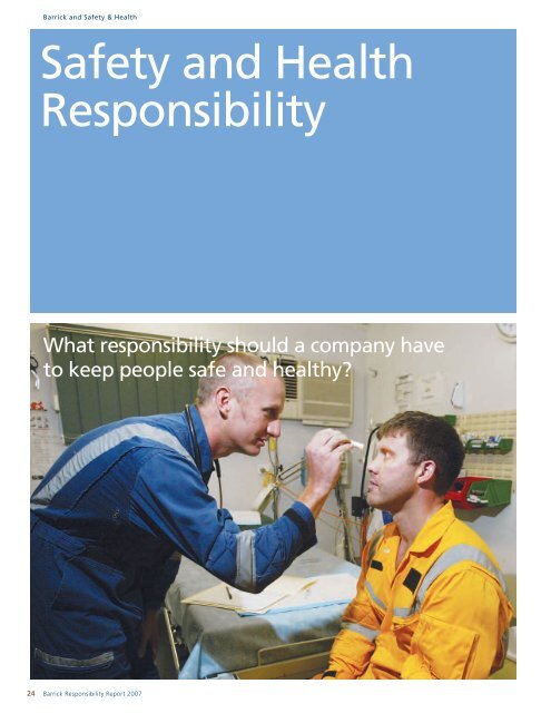 2007 Responsibility Report - English (PDF) - Barrick Gold Corporation