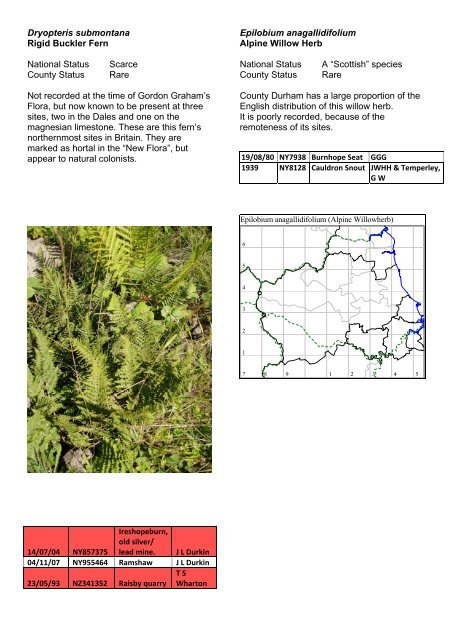 Durham Rare Plant Register - Botanical Society of the British Isles