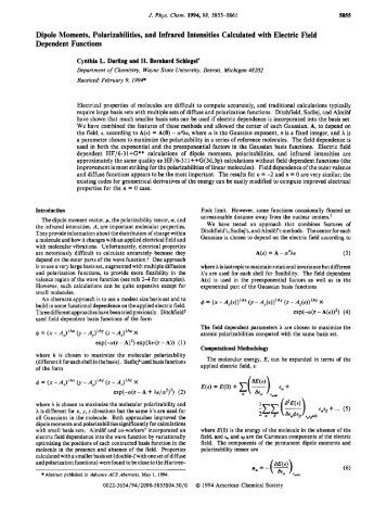 Dipole Moments, Polarizabilities, and Infrared Intensities Calculated ...