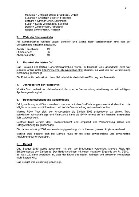 Protokoll der Generalversammlung vom Samstag, 27. März 2010 im ...