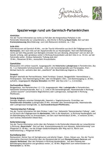 Spazierwege rund um Garmisch-Partenkirchen - Renaissance ...