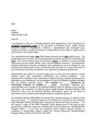 Sample resident appointment letter - UC Davis Health System