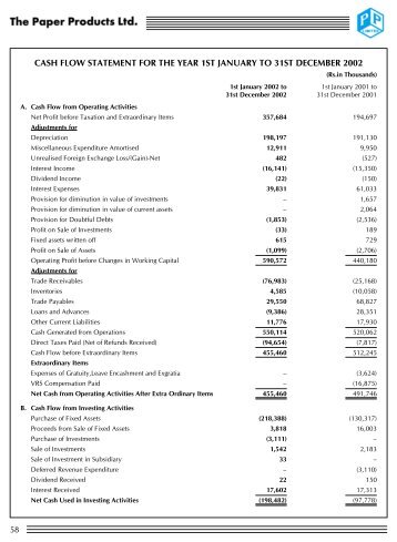 CASH FLOW STATEMENT FOR THE YEAR 1ST JANUARY TO ... - ppl