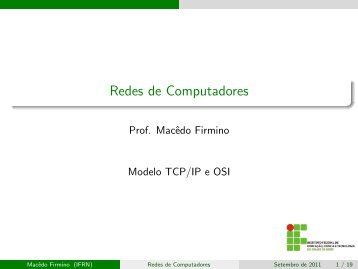Camada TCP/IP e OSI. - Ifrn