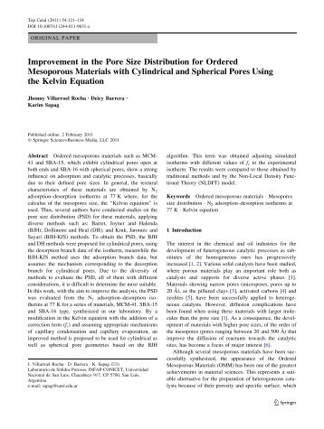Improvement in the Pore Size Distribution for ... - IngentaConnect