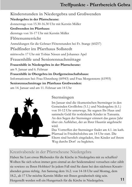 Kirchennachrichten Bleicherode&Niedergebra; Jan-Feb 2013