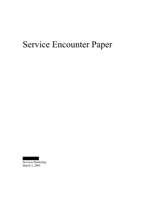 Sample Service Encounter Paper (#3) - Gremler.net