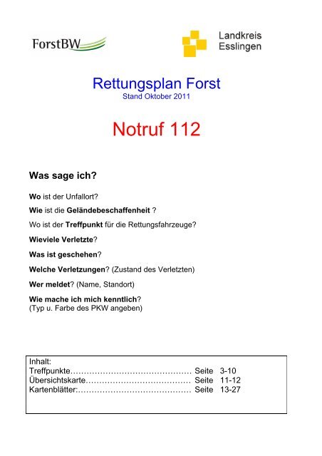Rettungsplan-Forst - Landkreis Esslingen