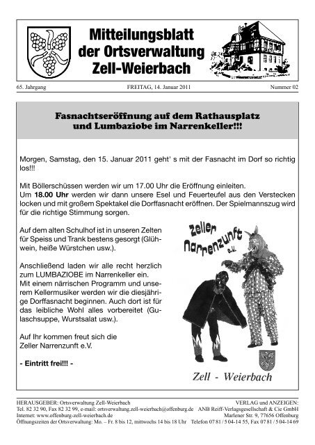 Mitteilungsblatt der Ortsverwaltung Zell-Weierbach