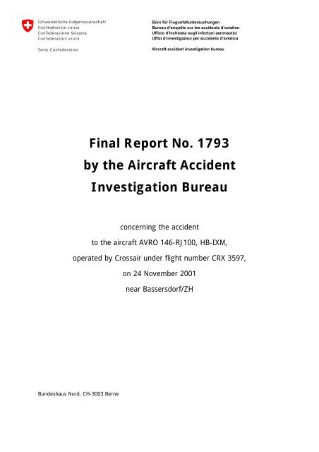 Final Report No. 1793 by the Aircraft Accident ... - SKYbrary