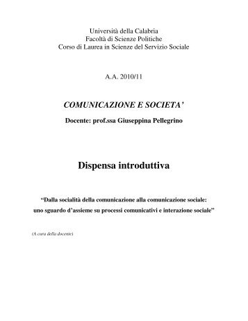 Dispensa introduttiva SSS.pdf - Facolta' di Scienze Politiche