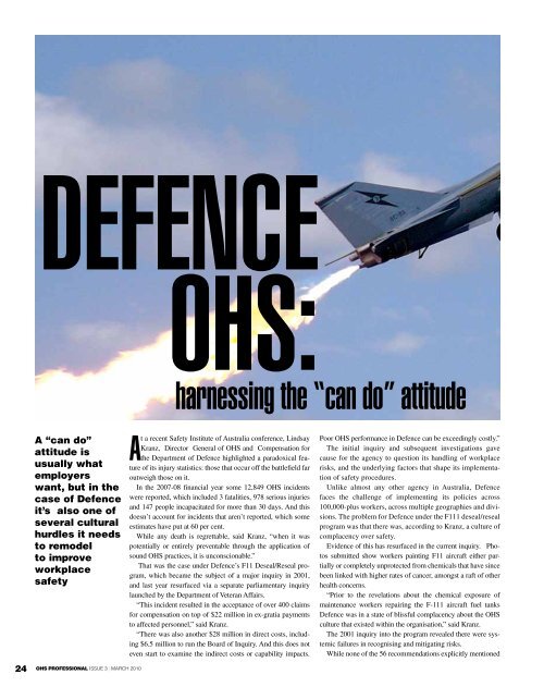 Defence: overcoming its âcan Doâ culture unsW kills safety anD risk ...