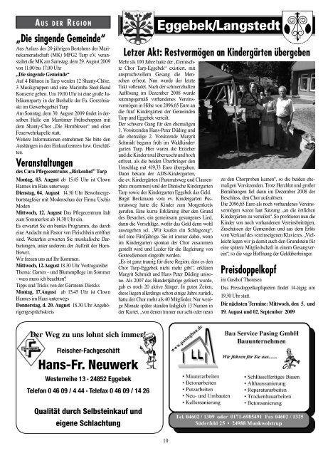 Nr. 8 · August 2009 · 37. Jahrgang Informationsblatt ... - Amt Eggebek