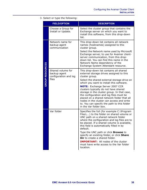 EMC Avamar 6.0 for Exchange Guide - EMC Community Network