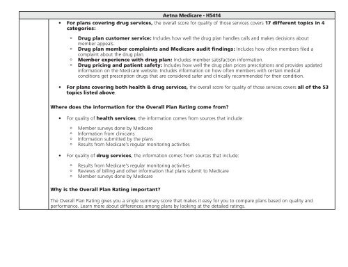 Aetna Medicare - H5414 CY 2012 Medicare Plan Ratings The ...