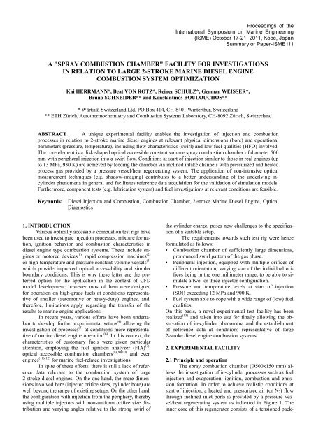 "spray combustion chamber" facility for investigations in relation to ...