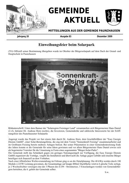 Ausgabe 83 vom Dezember 2009 - Paunzhausen