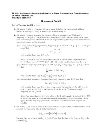 Homework Set #1 - due on April 12 in class