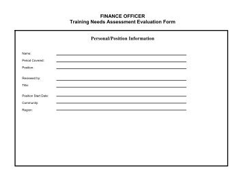 FINANCE OFFICER Training Needs Assessment Evaluation Form ...