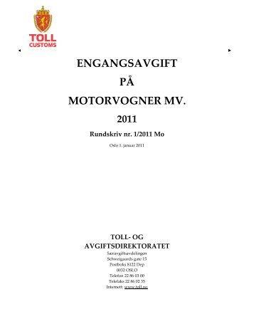 engangsavgift pÃ¥ motorvogner mv. - Toll og avgiftsdirektoratet