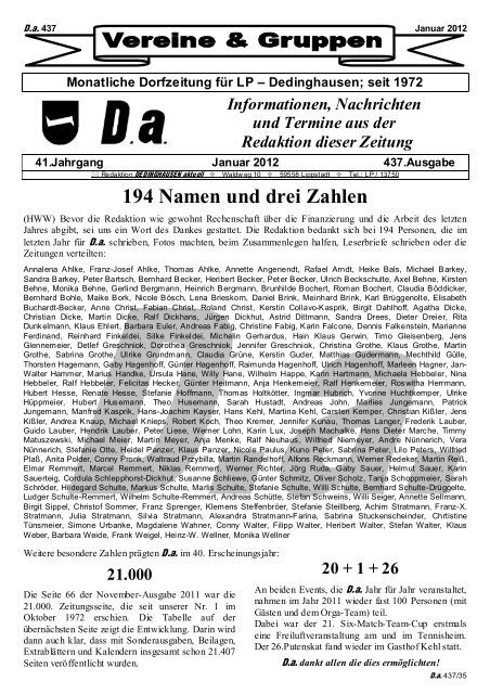 194 Namen und drei Zahlen - Dedinghausen