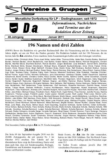 196 Namen und drei Zahlen - Dedinghausen