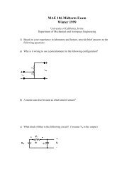 MAE 106 Midterm Exam Winter 1999 - University of California, Irvine