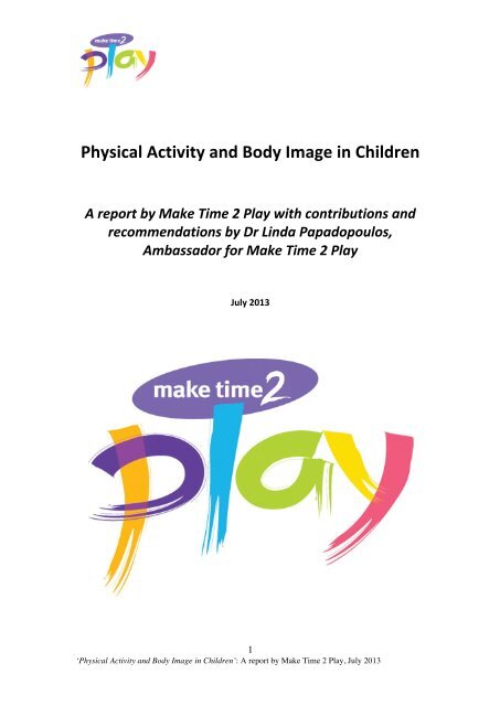 Physical Activity and Body Image in Children - Make Time To Play