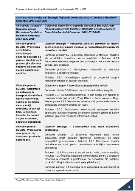 Strategia de dezvoltare durabilÄ a judeÈului Gorj pentru perioada ...