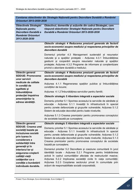 Strategia de dezvoltare durabilÄ a judeÈului Gorj pentru perioada ...