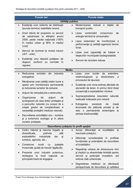 Strategia de dezvoltare durabilÄ a judeÈului Gorj pentru perioada ...