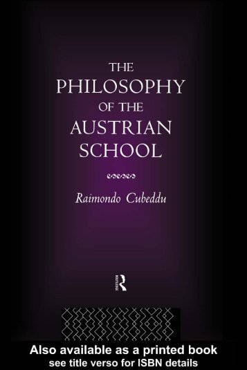 The philosophy of the Austrian School/Raimondo Cubeddu