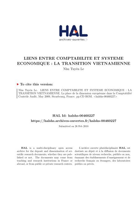 LIENS ENTRE COMPTABILITE ET SYSTEME ECONOMIQUE: LA ...